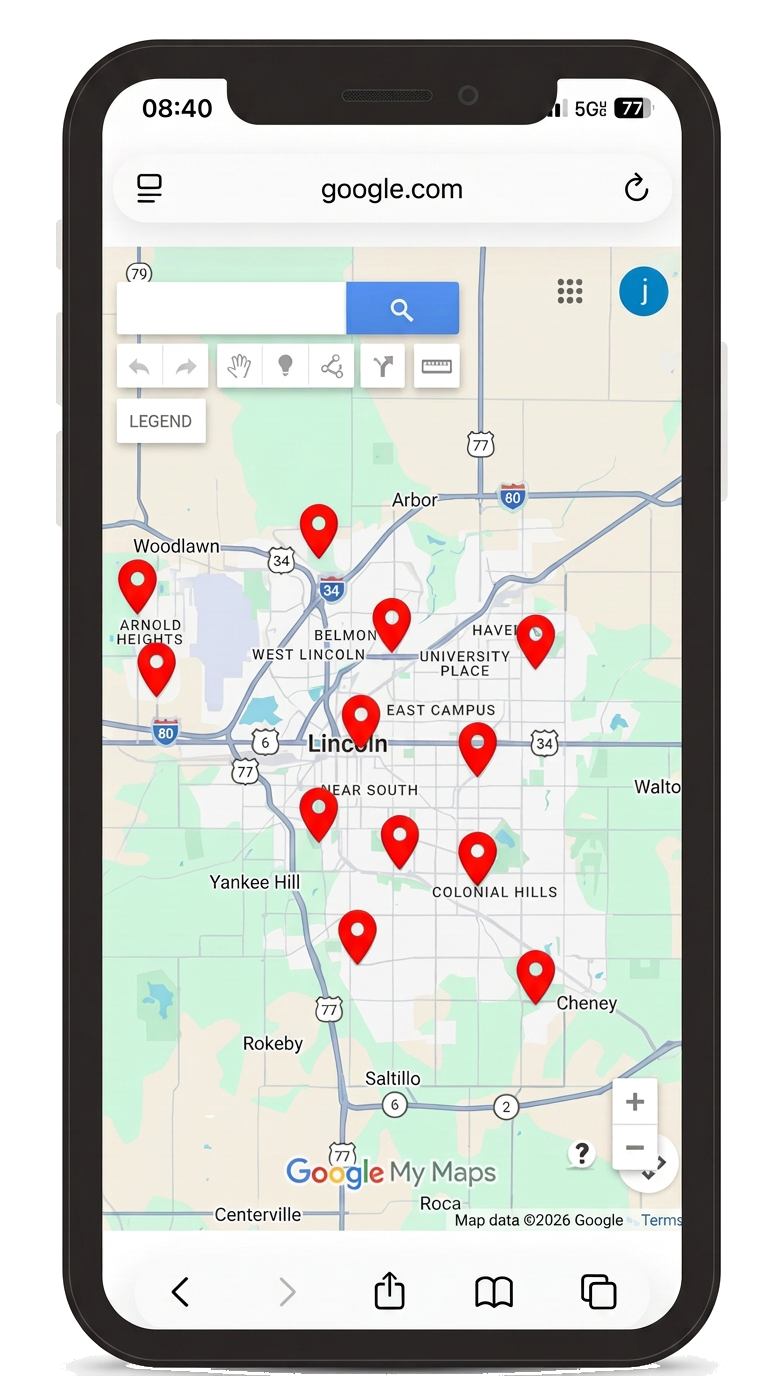 Garage sale map on a phone